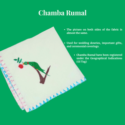 Chamba Rumal - Parrot Hand Embroidered Handkerchief