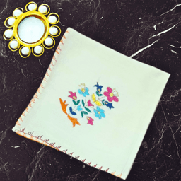 Chamba Rumal - Flower Hand Embroidered Handkerchief 