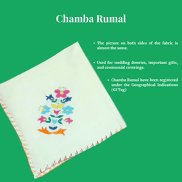 Chamba Rumal - Flower Hand Embroidered Handkerchief 